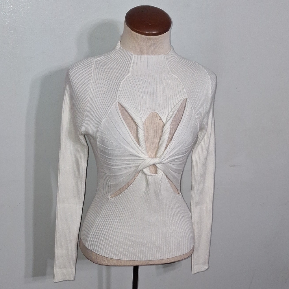 SHEIN / Ivory White Ribbed Knit Top- W Sz 4